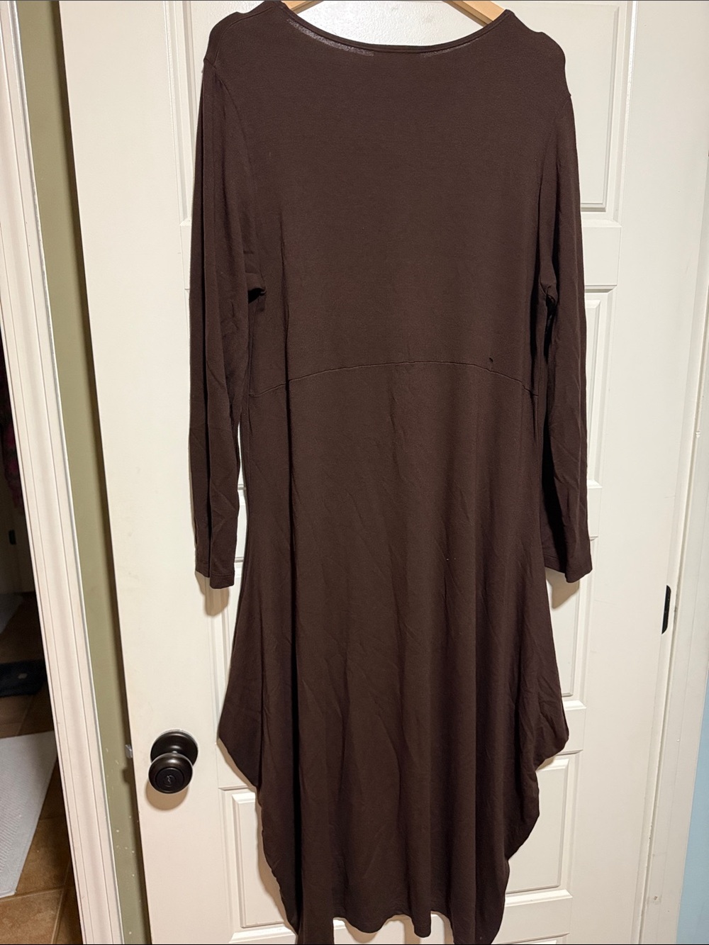 bryn Walker Long Sleeve Asymmetric Chocolate Brown Dress - Picture 7 of 9